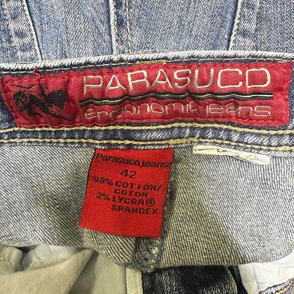 PARASUCO Vintage 90s Y2K Blue Denim Straight Leg Jeans Pockets Men 42x32 Fading - Picture 8 of 8